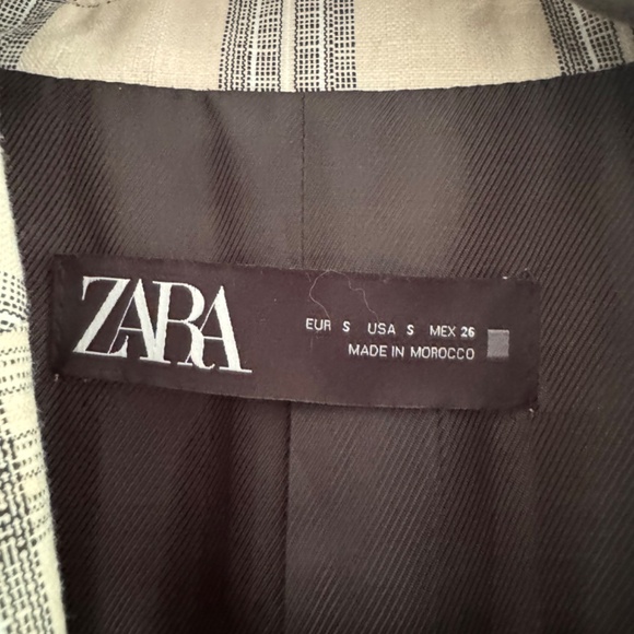 ZARA double breasted cream and grey plaid blazer, S - Picture 8 of 10